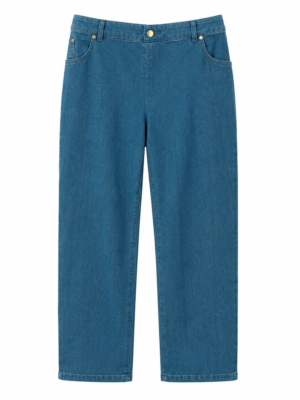 Stretch Denim Jeans Straight Leg High Rise Long Length Pull On Plus Size 3X